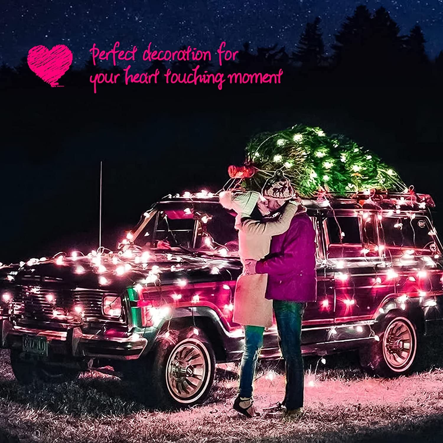 Christmas Pink Mini String Lights - 100 Count 25 Feet Detachable Incandescent Bulb Waterproof Fairy Lights Plug in for Indoor Outdoor Party Patio Xmas Tree Valentine'S Day Decoration, White Wire