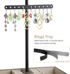 Jewelry Organizer Stand, 3-Tier Necklace Holder Jewelry Tree with Wooden Storage Drawer Box for Necklace Bracelet Earring Ring, Carbonized Black