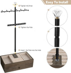 Jewelry Organizer Stand, 3-Tier Necklace Holder Jewelry Tree with Wooden Storage Drawer Box for Necklace Bracelet Earring Ring, Carbonized Black