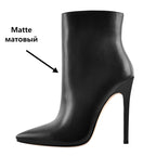 Women Pointed Toe 10CM Thin High Heel Ankel Booties Side Zipper Red Blue Big Size Female Handmade Boots